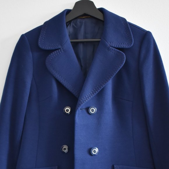 Vintage 1960's Navy Blue Wool Fall/Spring Coat - Picture 6 of 6